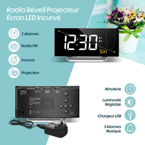 Radio Réveil Projecteur LED 5 Pouces