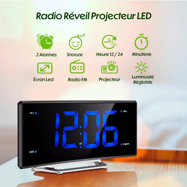 Radio Réveil Projecteur Double Alarme