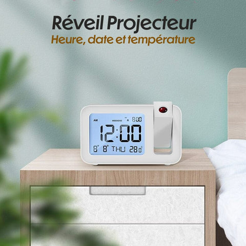 Réveil Projecteur Design Blanc – Webreveil